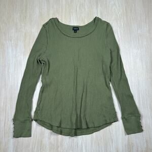 Torrid Olive Green Long Sleeve Thermal Waffle Knit Top Casual Layering Size 0